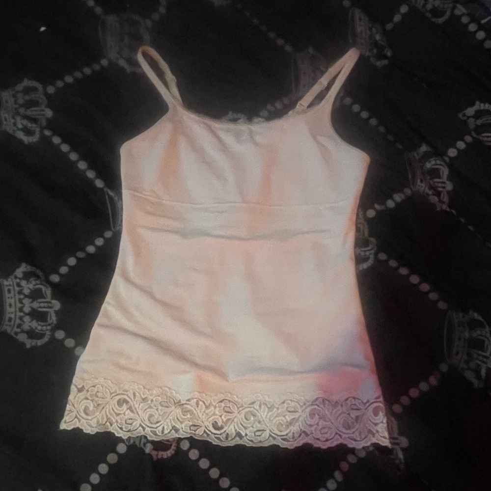 White lace trim cami tank top